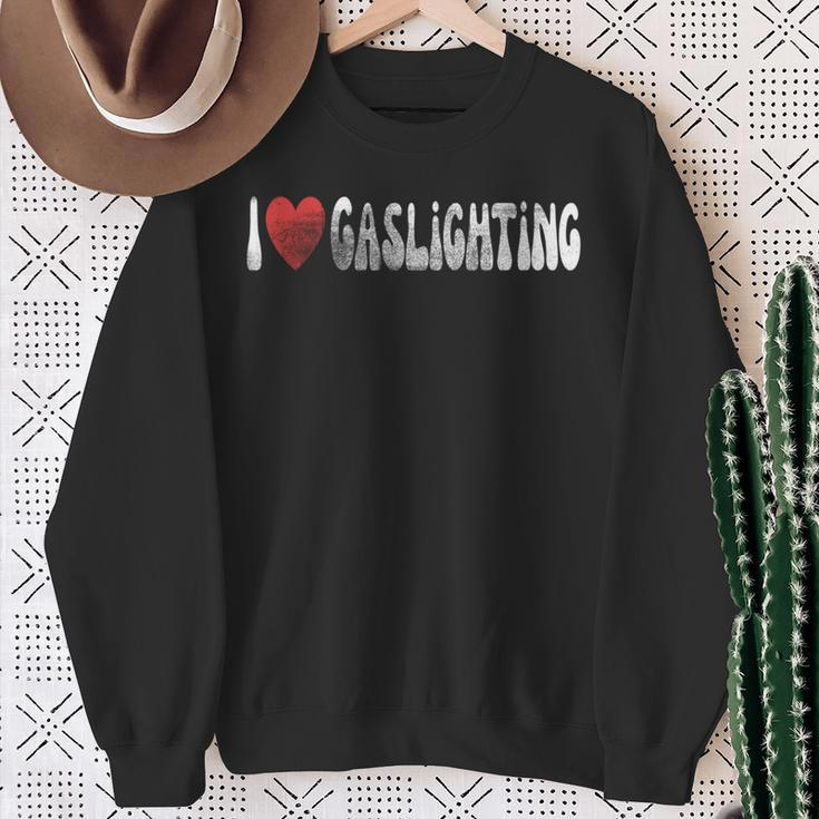I Love Gaslighting I Heart Gaslighting Cool Gaslight Vintage Sweatshirt Gifts for Old Women