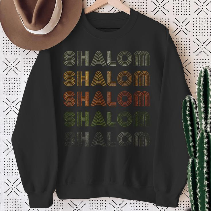 Love Heart Shalom Grunge Vintage Style Black Shalom Sweatshirt Gifts for Old Women