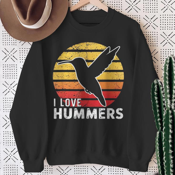 I Love Hummers Bird Vintage Sunset Colibri Sweatshirt Gifts for Old Women