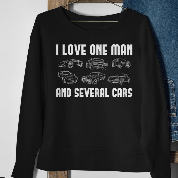 I Love One Man And Several Cars Auto Enthusiast Car Lover Sweatshirt Gifts for Old Women