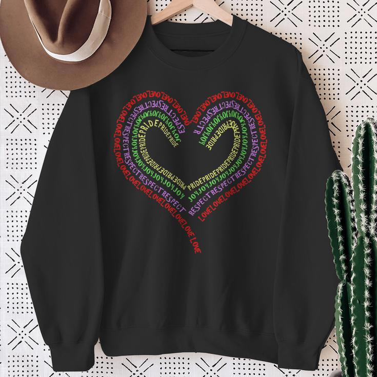 Love Respect Joy Pride Love Heart Sweatshirt Gifts for Old Women
