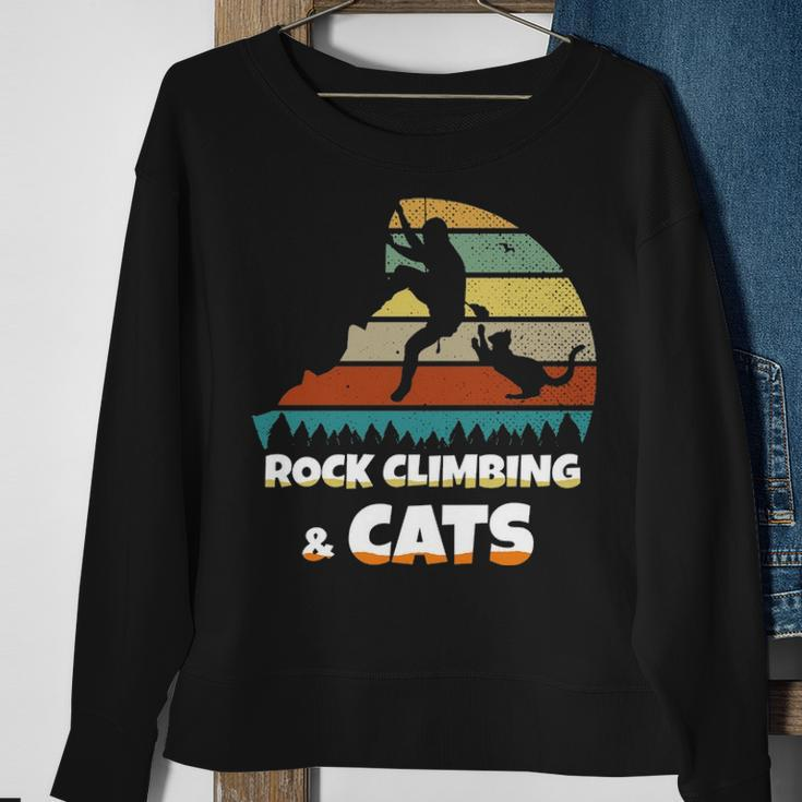 I Love Rock Climbing & Cats Mountain Climber Cat Lover Sweatshirt Gifts for Old Women