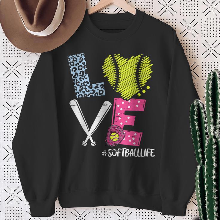 Love Softball Coach Player Softball Life N Girls Women Sweatshirt Gifts for Old Women