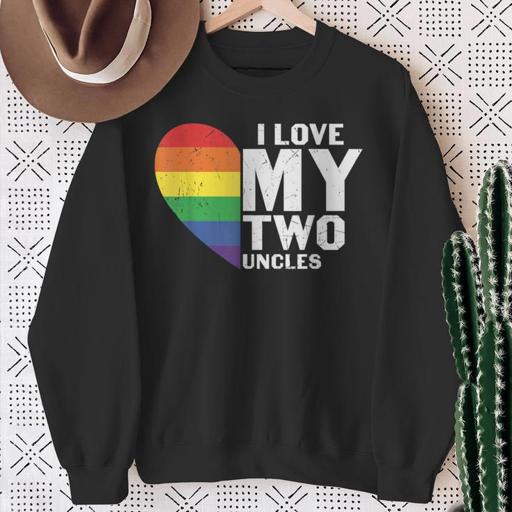 I Love My Two Uncles Family Matching Lgbtq Gay Uncle Pride Sweatshirt Gifts for Old Women