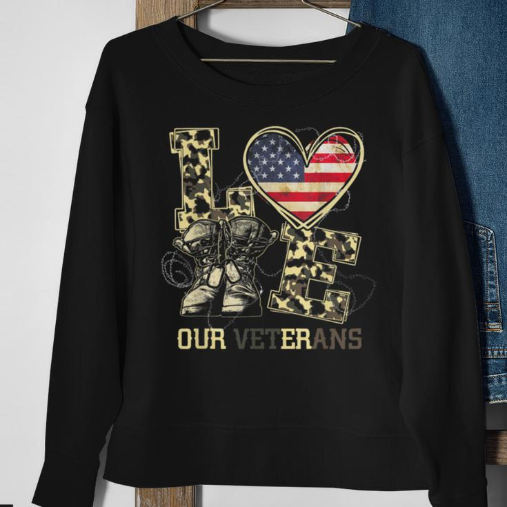 Love Our Veterans Us Military Veterans Day Mens Womens Sweatshirt Gifts for Old Women