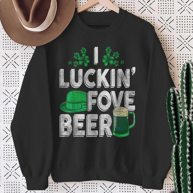 I Luckin' Fove Beer St Patty's Day Love Drink Party Sweatshirt Gifts for Old Women