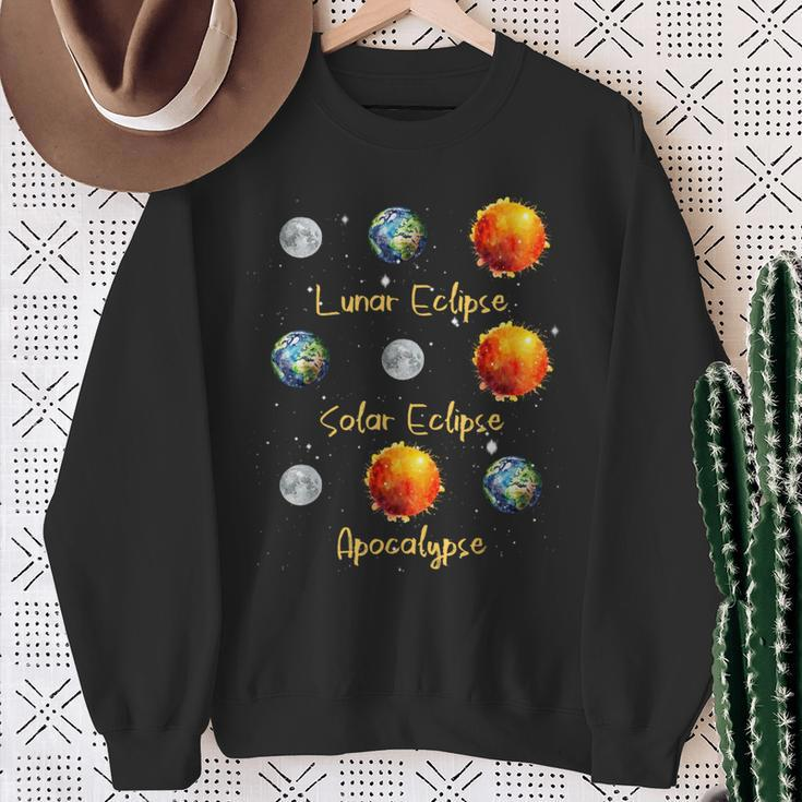 Lunar Eclipse Solar Eclipse And Apocalypse Science Kid Sweatshirt Gifts for Old Women