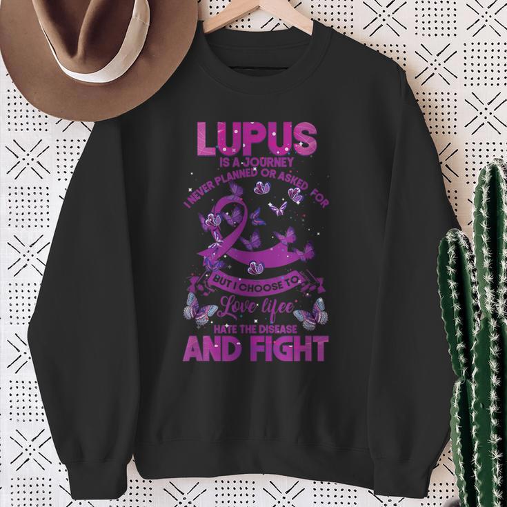 Lupus Awareness Warrior Love Life Hate The Disease And Fight Sweatshirt Gifts for Old Women