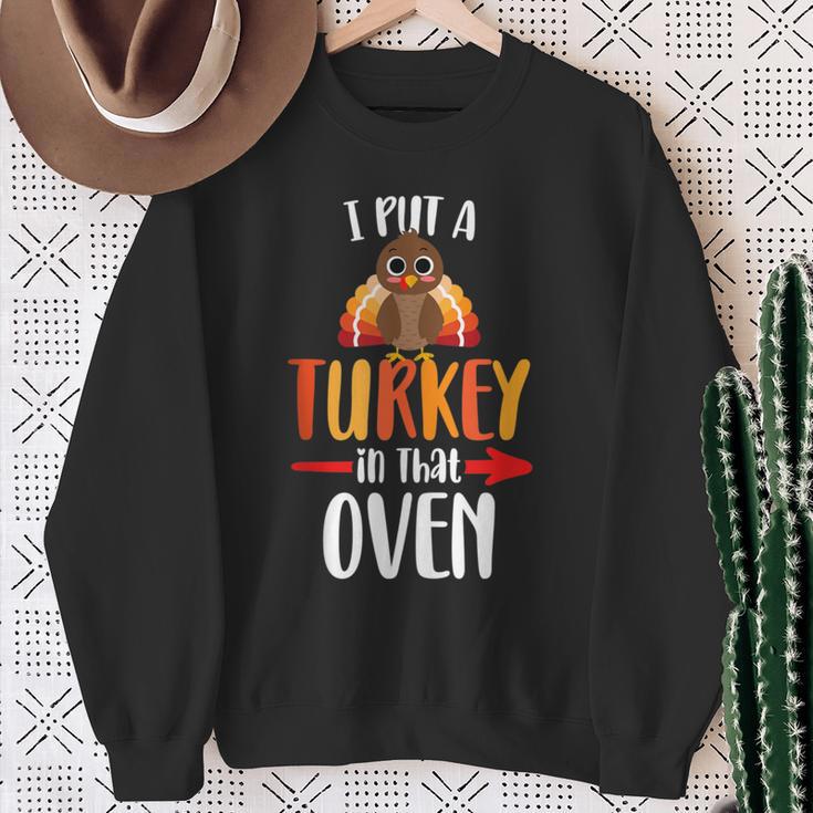 Lustige Türkei Papa Thanksgiving Schwangerschaft Ankündigung Sweatshirt Geschenke für alte Frauen