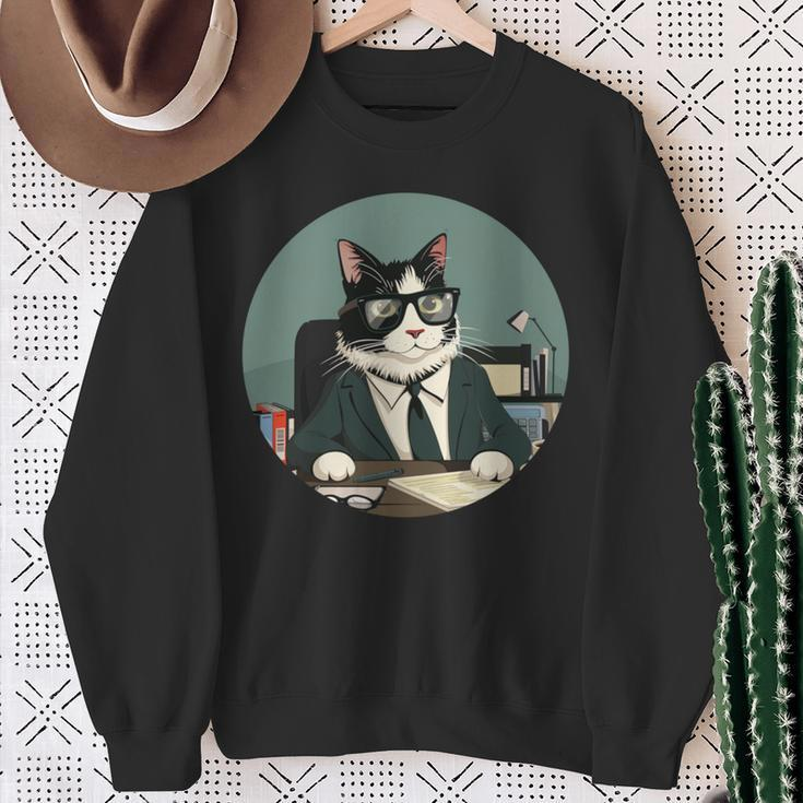 Lustiger Mitarbeiter Des Jahres Mit Dieser Lustigen Katze Mit Brille Sweatshirt Geschenke für alte Frauen
