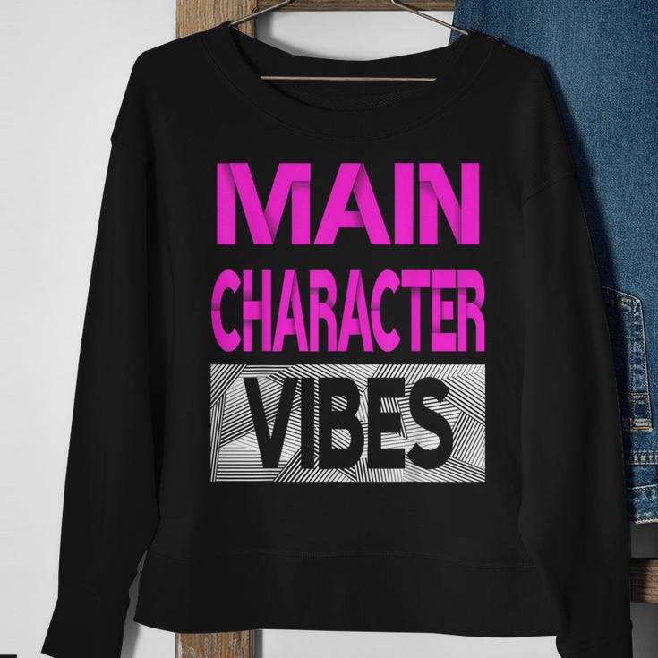 Main Character Vibes Pink Color Graphic Sweatshirt Gifts for Old Women