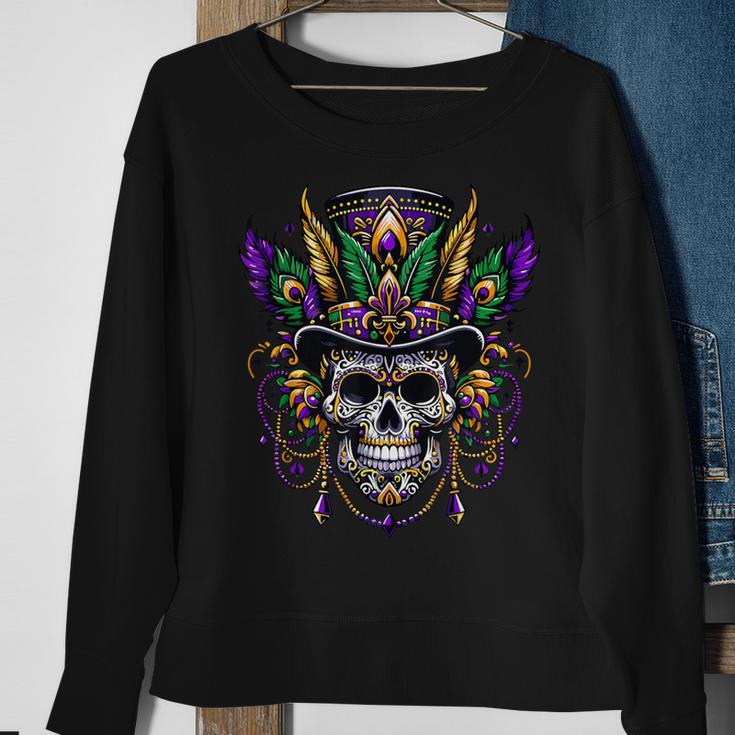 Mardi Gras Skull Top Hat New Orleans Witch Doctor Voodoo Sweatshirt Gifts for Old Women