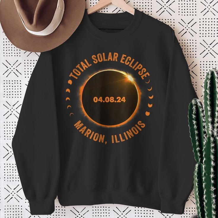 Marion Illinois State Total Solar Eclipse 2024 Sweatshirt Gifts for Old Women