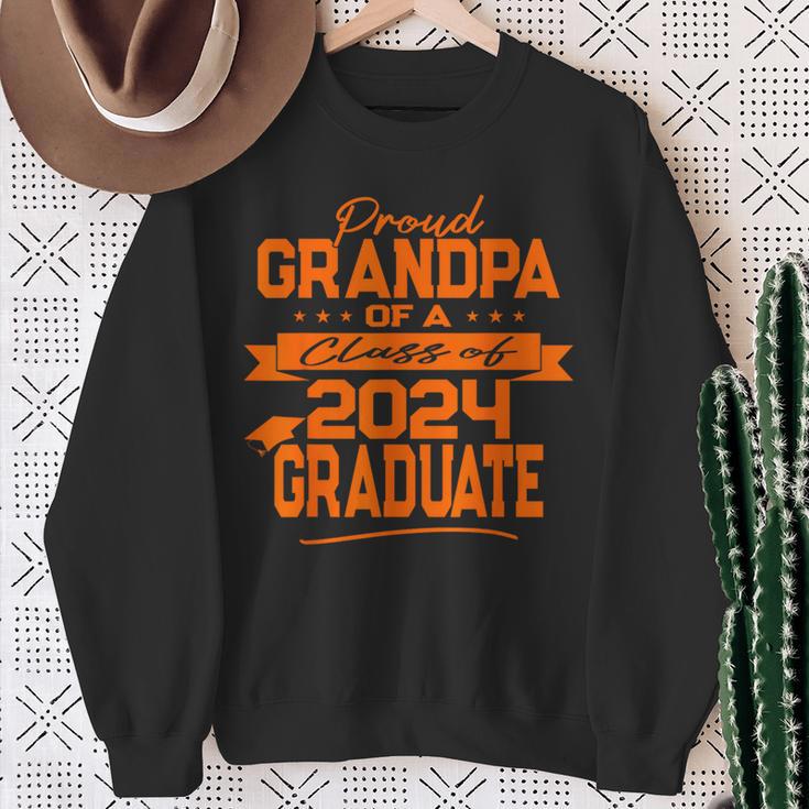 Matching Family Orange Proud Grandpa Class Of 2024 Graduate Sweatshirt Gifts for Old Women