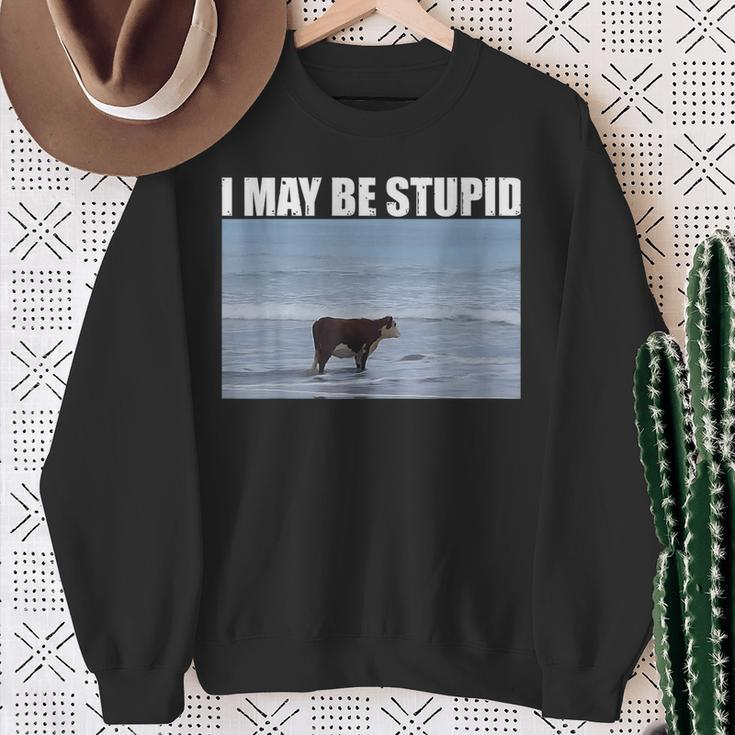 I May Be Stupid Cow Meme I May Be Stupid Sweatshirt Gifts for Old Women