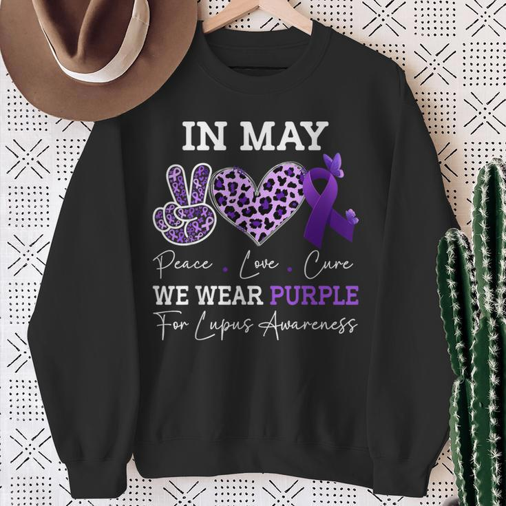 In May We Wear Purple Lupus Awareness Ribbon Purple Lupus Sweatshirt Gifts for Old Women