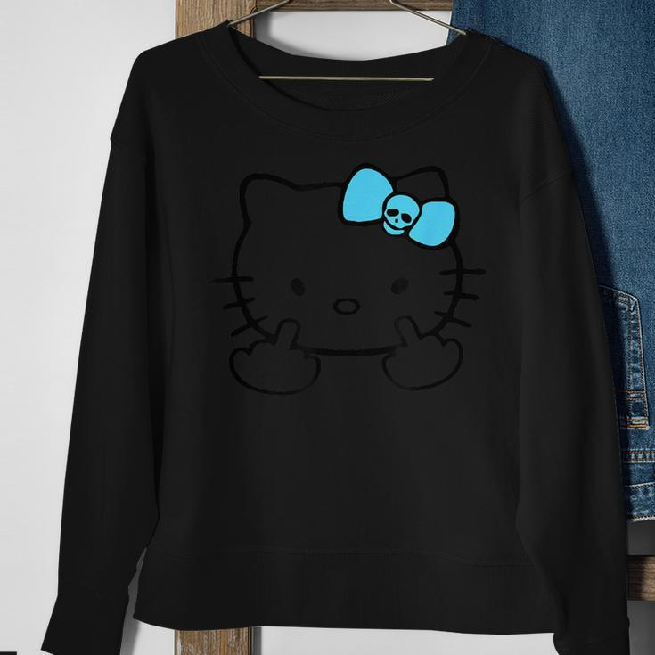 Mean Kitty Middle Finger Gray Sweatshirt Geschenke für alte Frauen