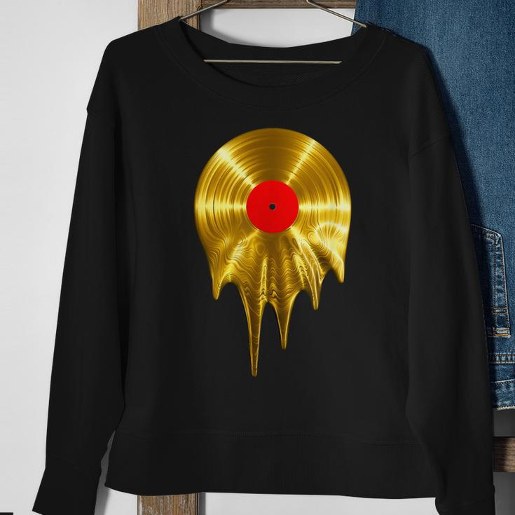 Melting Vinyl Record Gold Sweatshirt Gifts for Old Women