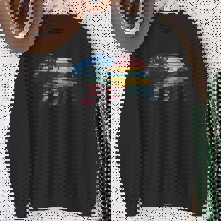 Memorial Day 4Th Of July Flag Usa Bear Fathers Day Sweatshirt Gifts for Old Women