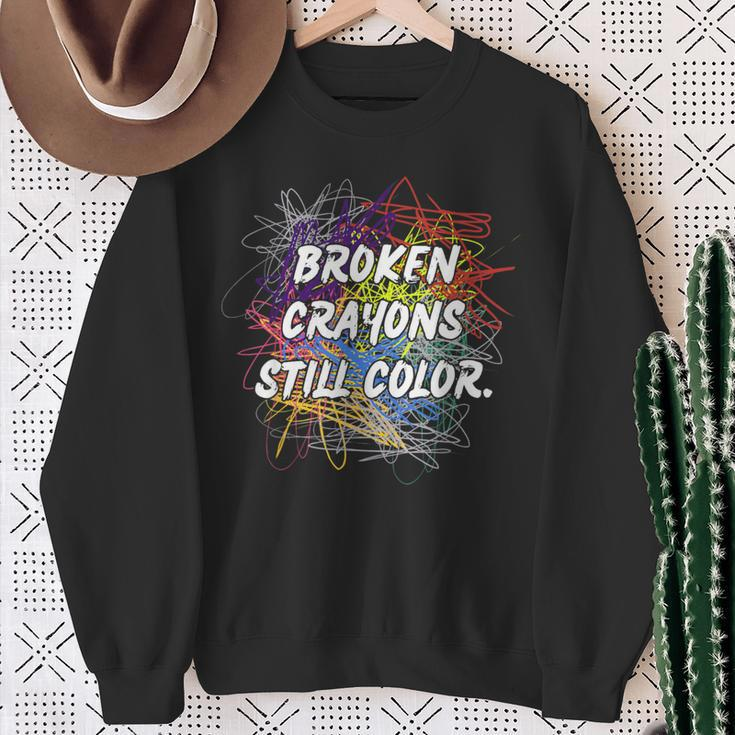 Mental Health Awareness Broken Crayons Still Color Supporter Sweatshirt Gifts for Old Women