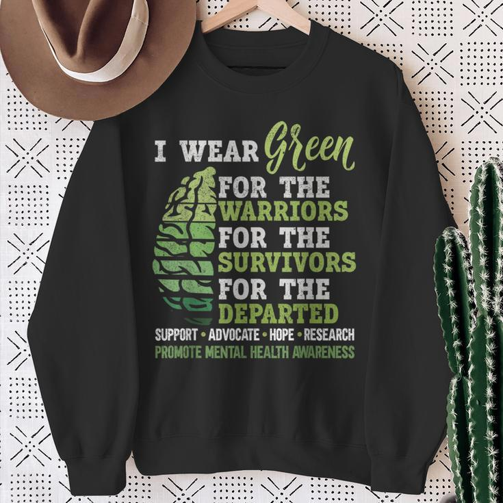 Mental Health Awareness Matters Support I Wear Green Warrior Sweatshirt Gifts for Old Women