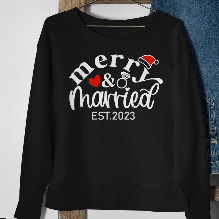 Merry & Married 2023 First Christmas Couple Matching Sweatshirt Gifts for Old Women