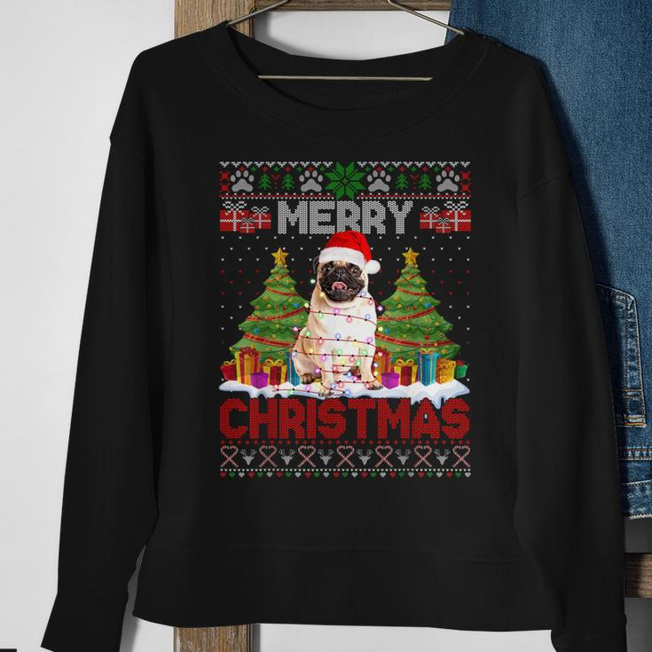 Merry Christmas Santa Light Pug Dog Family Ugly Sweater Sweatshirt Gifts for Old Women