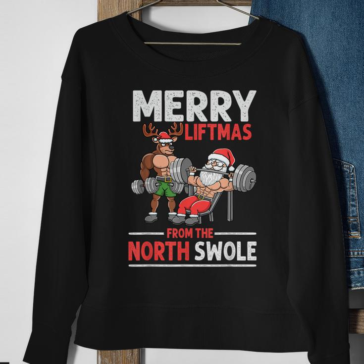 Merry Liftmas From North Swoie Muscle Santa Weightlifting Sweatshirt Gifts for Old Women