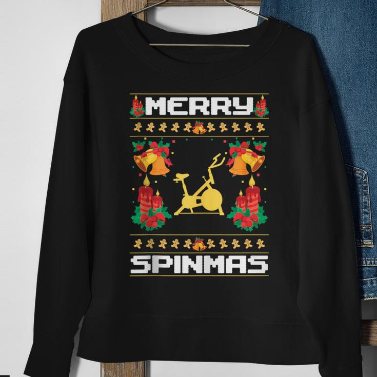 Merry Spinmas Spin-Bike Ugly Christmas Xmas Party Sweatshirt Gifts for Old Women