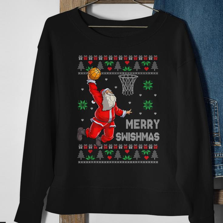 Merry Swishmas Santa Claus Christmas Basketball Lover Sweatshirt Gifts for Old Women