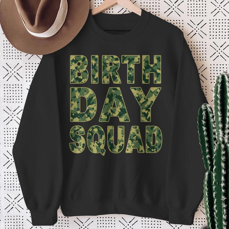 Military Green Camouflage Pattern Matching Birthday Squad Sweatshirt Gifts for Old Women
