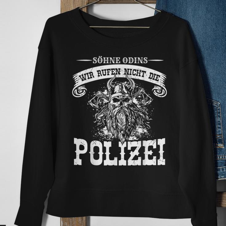 Mit den Söhnen Odins Rufen Wir Keine Polizei Sweatshirt Schwarz für Männer Geschenke für alte Frauen