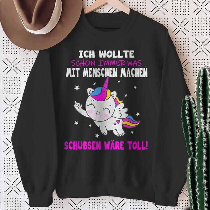 Was Mit Menschen Machen Unicorn Saying Sweatshirt Geschenke für alte Frauen