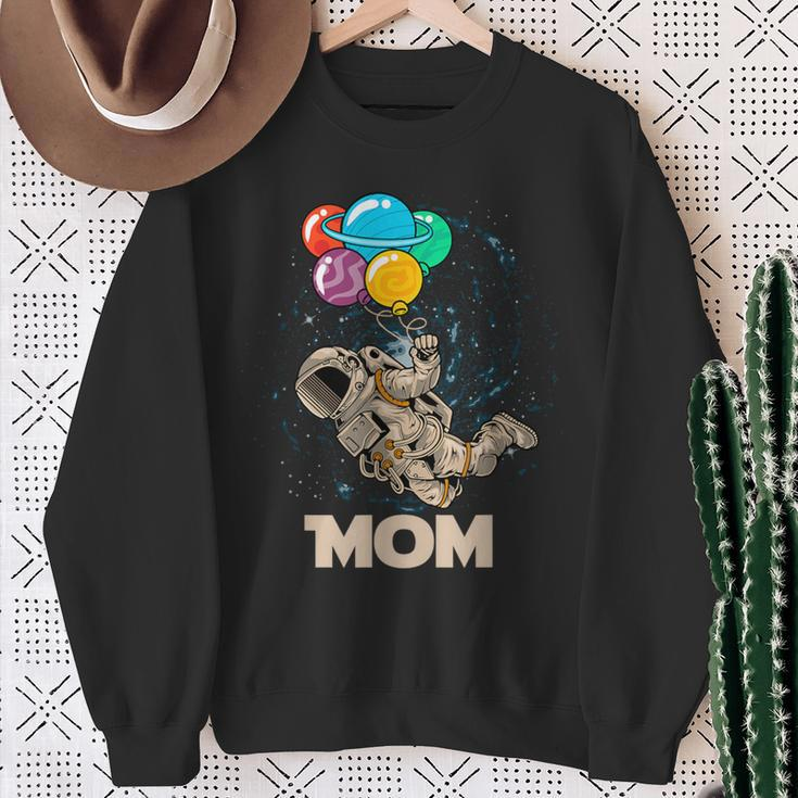 Mom Of Birthday Astronaut With Balloons Planets In Space Sweatshirt Gifts for Old Women