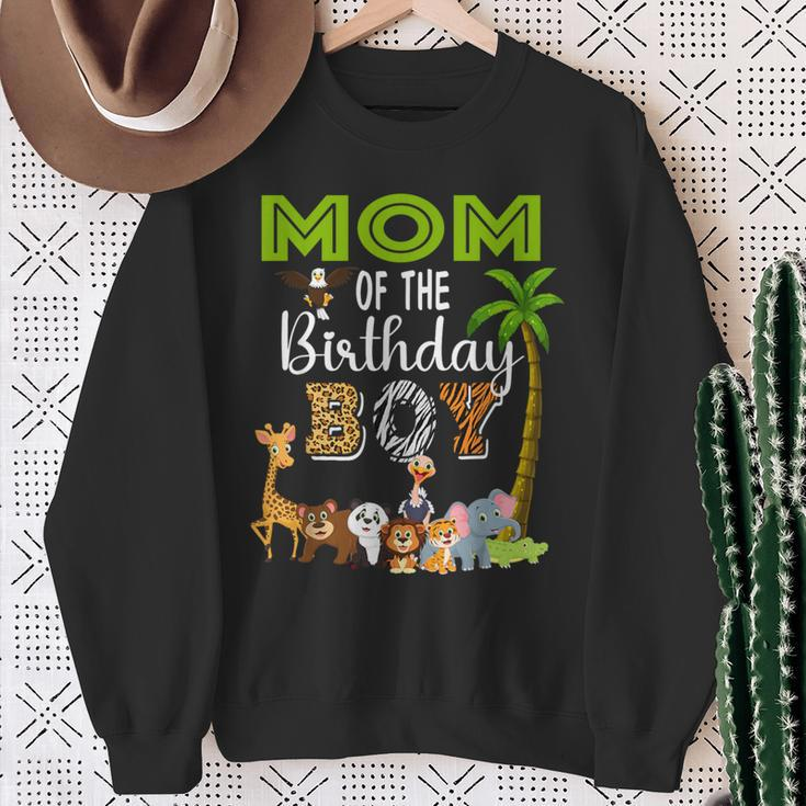 Mom Of The Birthday Boy Wild Zoo Theme Safari Party Sweatshirt Gifts for Old Women