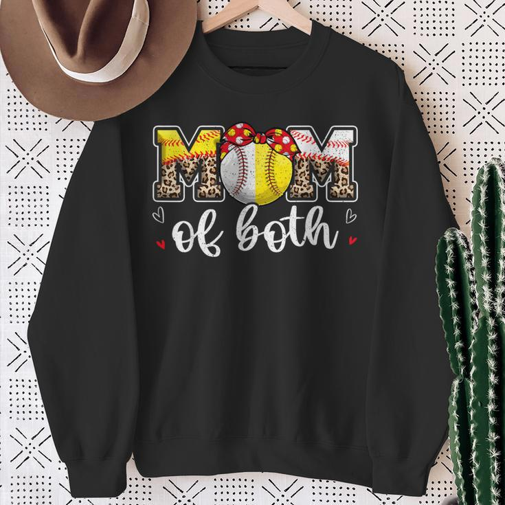 Mom Of Both Leopard Game Day Baseball Softball Mother's Day Sweatshirt Gifts for Old Women