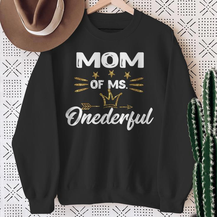 Mom Of MsOnederful Wonderful Fun 1St Birthday Girl Sweatshirt Gifts for Old Women