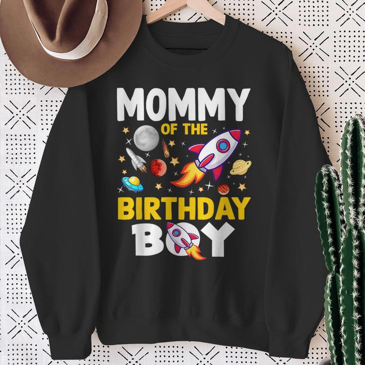 Mommy Of The Birthday Boy Space Bday Party Celebration Sweatshirt Gifts for Old Women