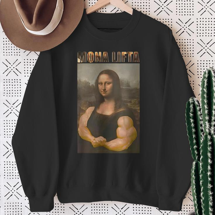 Mona Lifta Parodie Sweatshirt, Muskulöse Mona Lisa Fitness Humor Geschenke für alte Frauen