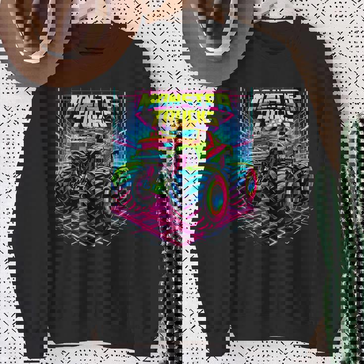 Monster Truck Birthday Party Retro Monster Trucks Sweatshirt Gifts for Old Women