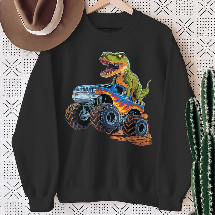 Monster Truck Dinosaur Birthday Party Monster Truck Boy Sweatshirt Gifts for Old Women