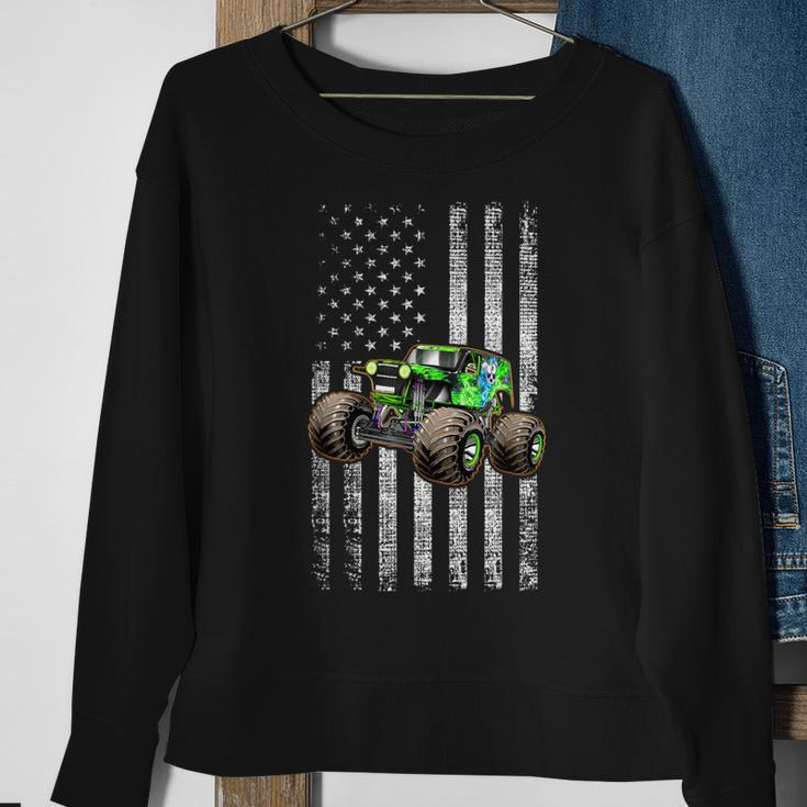 Monster Truck Are My Jam American Flag Usa Patriotic Sweatshirt Gifts for Old Women