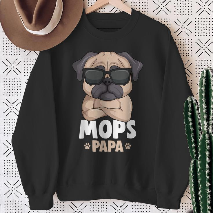 Mops Papa Lustiges Sweatshirt, Pug mit Sonnenbrillen für Hundeliebhaber Geschenke für alte Frauen