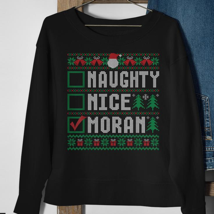 Moran Family Name Xmas Naughty Nice Moran Christmas List Sweatshirt Gifts for Old Women