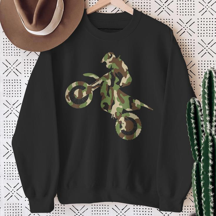 Motocross Dirt Bike Racing Camo Camouflage Boys Sweatshirt Gifts for Old Women