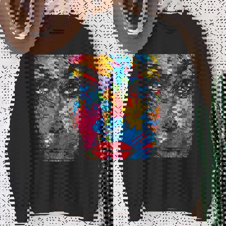 Mujeres Coloridas Flores Abstractas Arte Gráfico Arte Mujeres Camisa de entrenamiento Regalos para ancianas