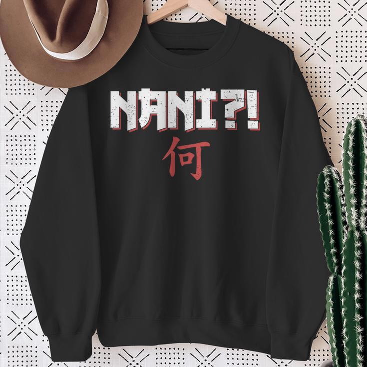 Nani Anime Lover Japanese Character Symbol Distressed Sweatshirt Gifts for Old Women