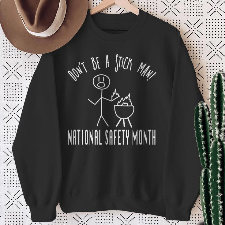 National Safety Month Bbq Stick Man Fire Sweatshirt Gifts for Old Women