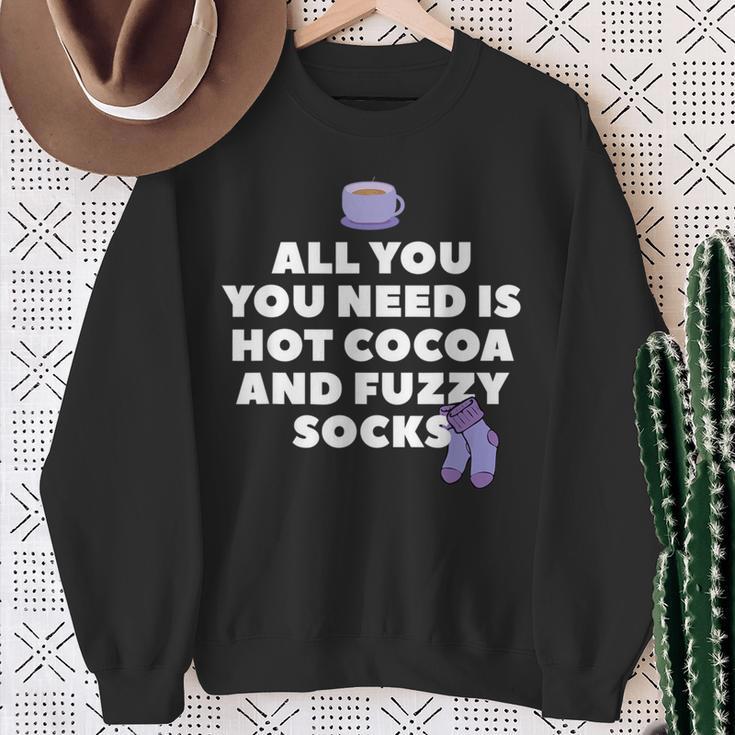 All You Need Is Hot Cocoa And Fuzzy Socks Cute Sweatshirt Gifts for Old Women