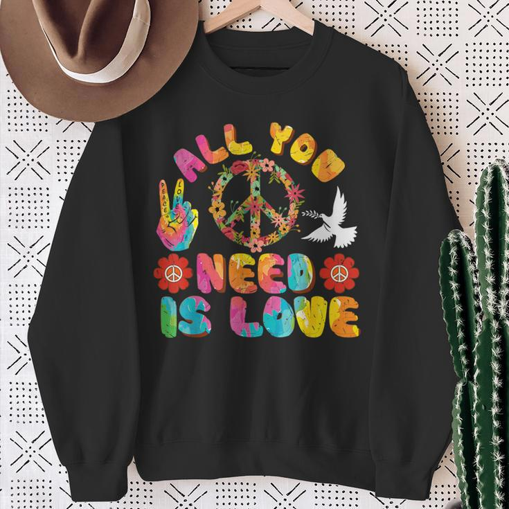 All You Need Is Love Tie Dye Peace Sign 60S 70S Peace Sign Sweatshirt Gifts for Old Women